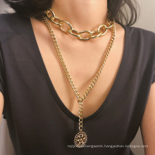 exaggerated cuban chain gold plated pendant necklace for women diy multilayer charm lady necklaces jewelry